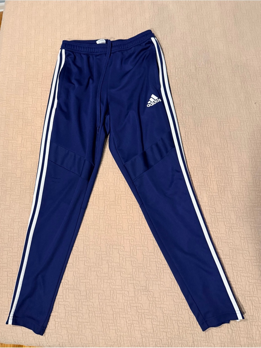 Adidas Navy Blue Jogger Track Pants with White Stripes